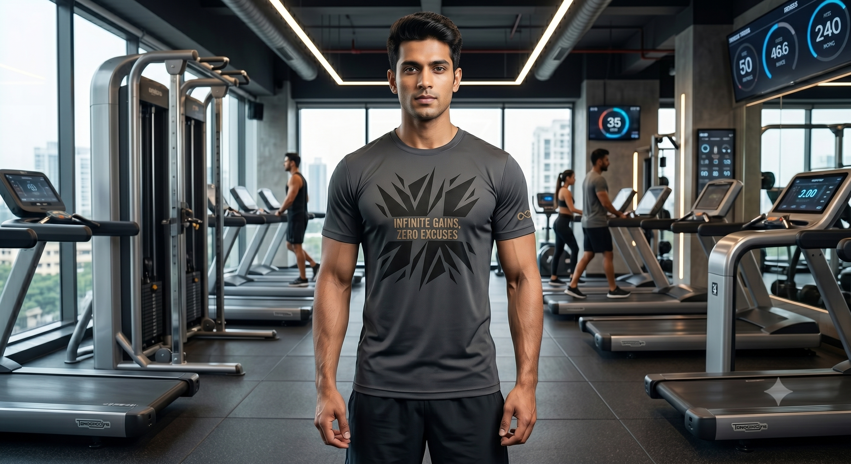 INFINITE GAINS Premium Men's Athletic Gym T-Shirt - Dark Charcoal